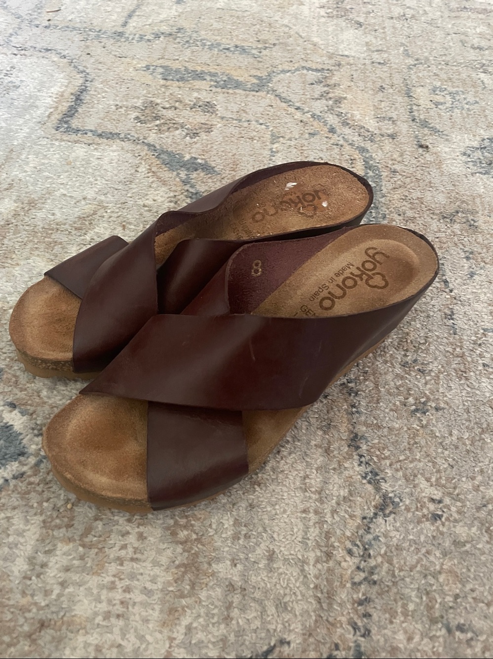 YOKONO Made in Spain Leather Wedge SANDALS, size 8